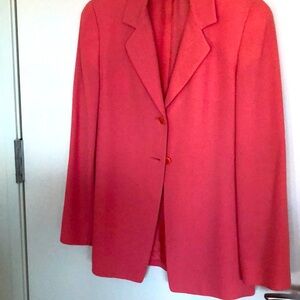 Ellen Tracy, coral colored two button blazer fully lined